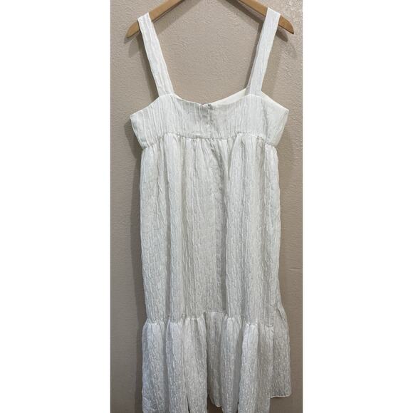 Zara Voluminous Textured Weave Dress White Size XL - Picture 4 of 5